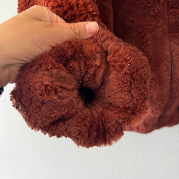 Rebecca Taylor faux fur bomber jacket coat in spice size M - Picture 3 of 9